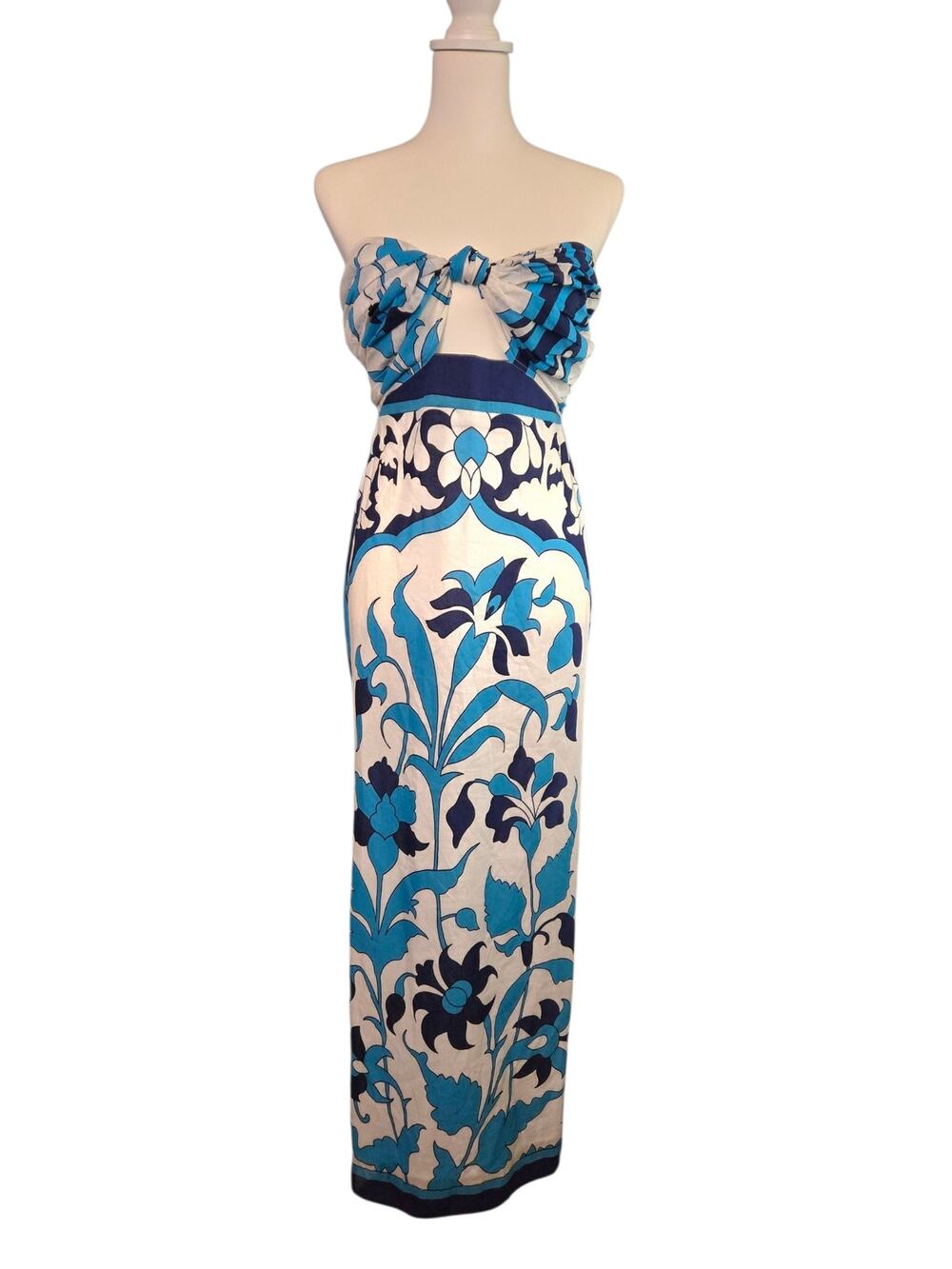 Coastal Mediterranean Resort Bell by Alicia Bell Bowie Strapless Maxi Dress L